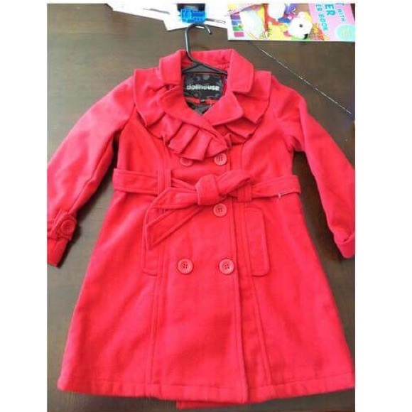 little girl red pea coat